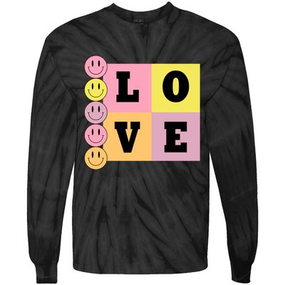 Love Retro Smile Face Cute Gift Tie-Dye Long Sleeve Shirt