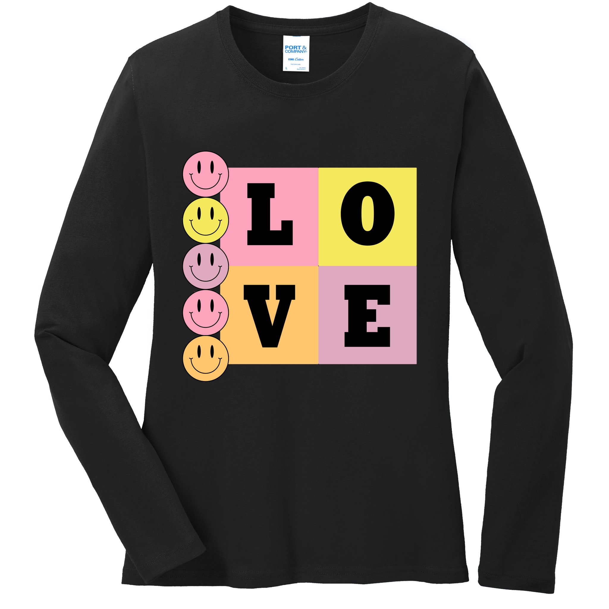Love Retro Smile Face Cute Gift Ladies Long Sleeve Shirt