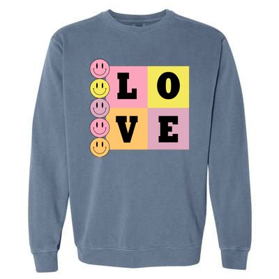 Love Retro Smile Face Cute Gift Garment-Dyed Sweatshirt