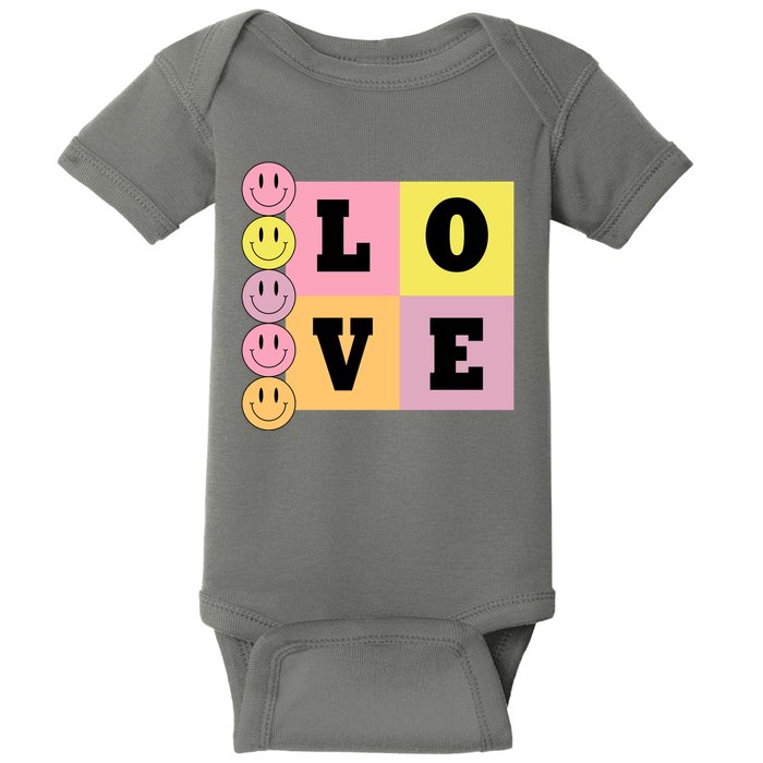 Love Retro Smile Face Cute Gift Baby Bodysuit