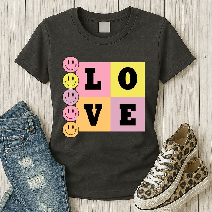 Love Retro Smile Face Cute Gift Womens T-Shirt