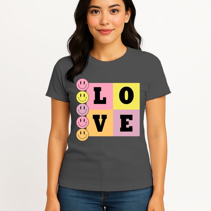 Love Retro Smile Face Cute Gift Womens T-Shirt