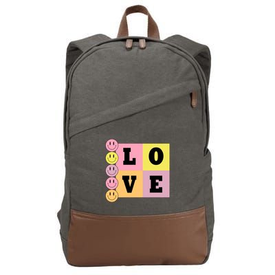 Love Retro Smile Face Cute Gift Cotton Canvas Backpack