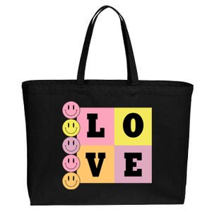 Love Retro Smile Face Cute Gift Cotton Canvas Jumbo Tote