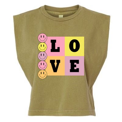 Love Retro Smile Face Cute Gift Garment-Dyed Women's Muscle Tee