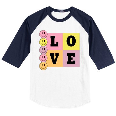 Love Retro Smile Face Cute Gift Baseball Sleeve Shirt