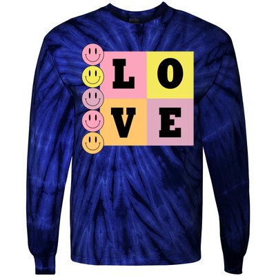 Love Retro Smile Face Cute Gift Tie-Dye Long Sleeve Shirt