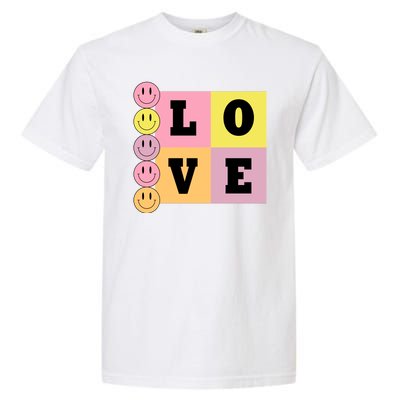 Love Retro Smile Face Cute Gift Garment-Dyed Heavyweight T-Shirt