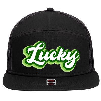 Lucky Retro St Patrick's Day 7 Panel Mesh Trucker Snapback Hat