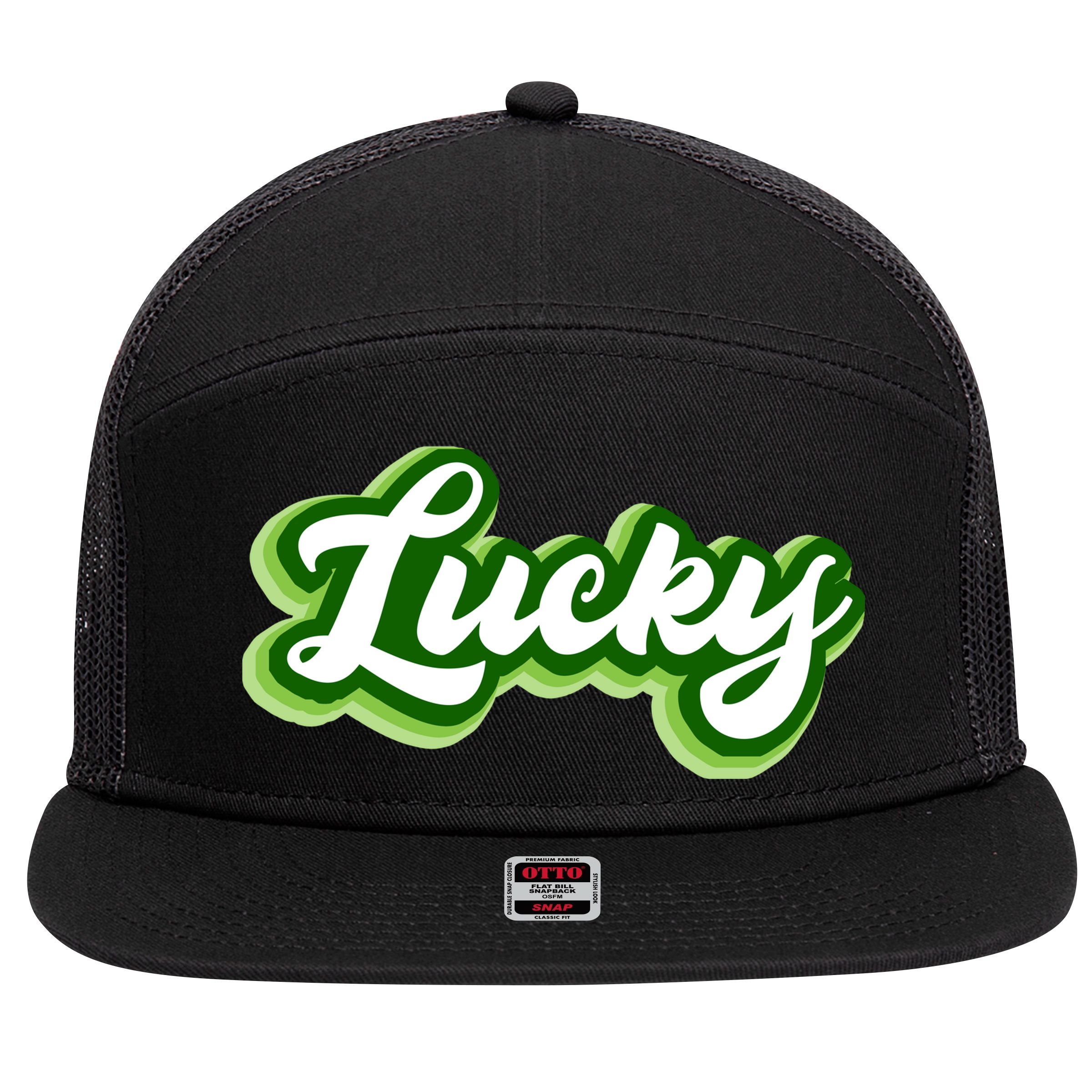 Lucky Retro St Patrick's Day 7 Panel Mesh Trucker Snapback Hat