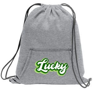 Lucky Retro St Patrick's Day Sweatshirt Cinch Pack Bag