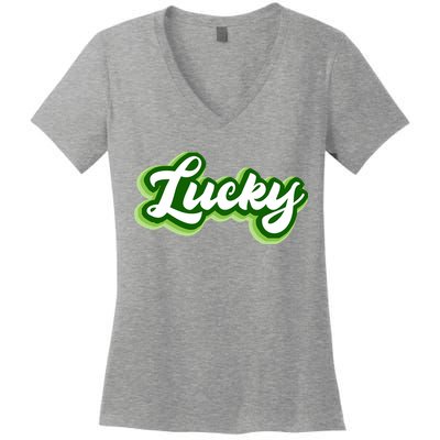 Lucky Retro St Patrick's Day Women's V-Neck T-Shirt