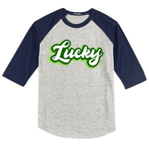 Lucky Retro St Patrick's Day Kids Colorblock Raglan Jersey