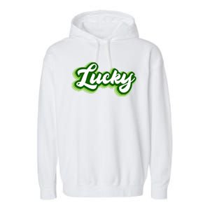 Lucky Retro St Patrick's Day Garment-Dyed Fleece Hoodie