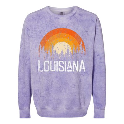 Louisiana Retro Style Vintage 70s 80s Women Gift Colorblast Crewneck Sweatshirt