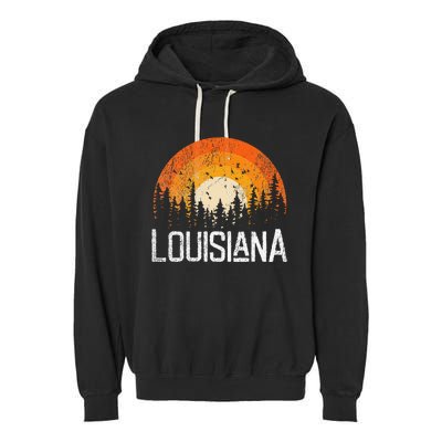 Louisiana Retro Style Vintage 70s 80s Women Gift Garment-Dyed Fleece Hoodie