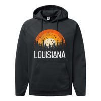 Louisiana Retro Style Vintage 70s 80s Women Gift Performance Fleece Hoodie