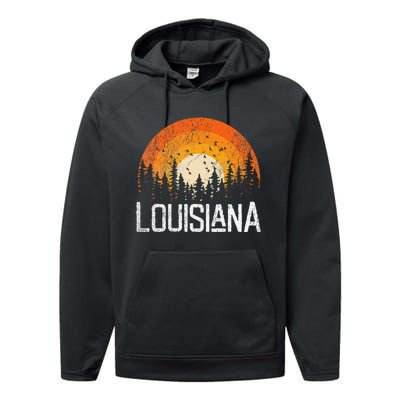 Louisiana Retro Style Vintage 70s 80s Women Gift Performance Fleece Hoodie