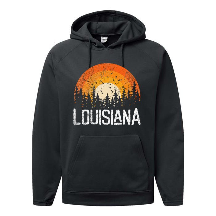 Louisiana Retro Style Vintage 70s 80s Women Gift Performance Fleece Hoodie