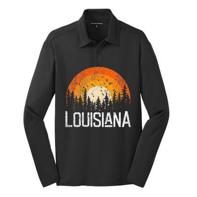 Louisiana Retro Style Vintage 70s 80s Women Gift Silk Touch Performance Long Sleeve Polo