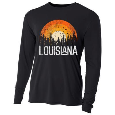 Louisiana Retro Style Vintage 70s 80s Women Gift Cooling Performance Long Sleeve Crew