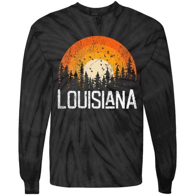 Louisiana Retro Style Vintage 70s 80s Women Gift Tie-Dye Long Sleeve Shirt