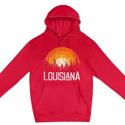 Louisiana Retro Style Vintage 70s 80s Women Gift Premium Pullover Hoodie