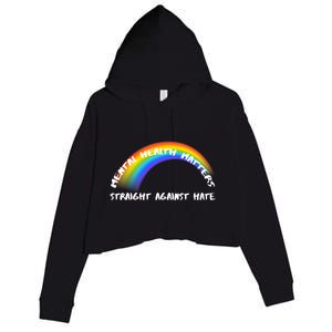 Lgbtq Rainbow Straight Against Hate Great Gift Crop Fleece Hoodie