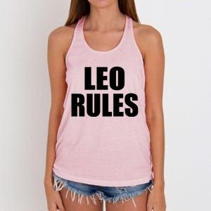 Leo Rules Son Daughter Name Great Gift Women's Knotted Racerback Tank