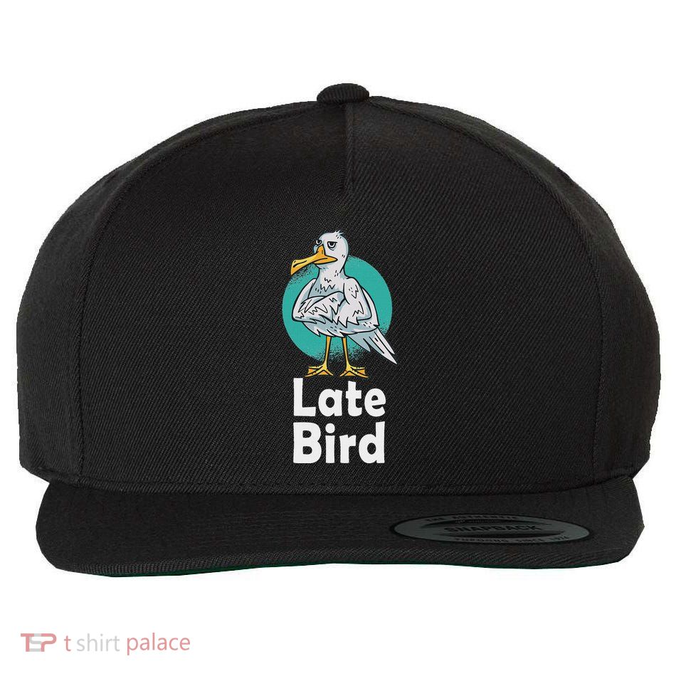 Late Riser Sleeping Seagull Bird Wool Snapback Cap