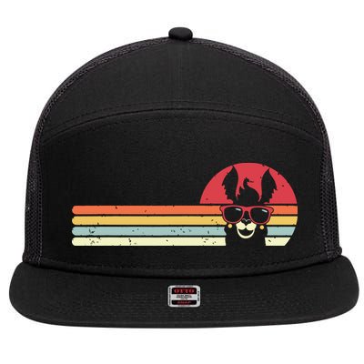 Llama Retro Style Alpaca 7 Panel Mesh Trucker Snapback Hat