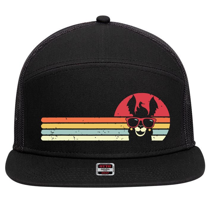 Llama Retro Style Alpaca 7 Panel Mesh Trucker Snapback Hat