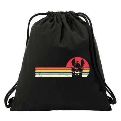Llama Retro Style Alpaca Drawstring Bag