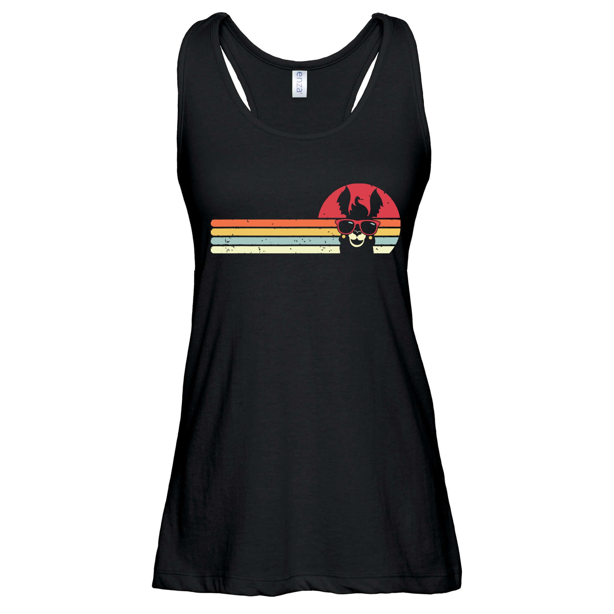 Llama Retro Style Alpaca Ladies Essential Flowy Tank