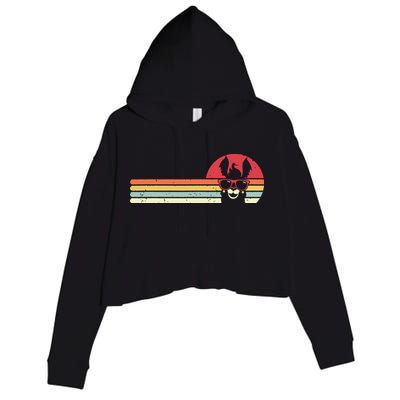 Llama Retro Style Alpaca Crop Fleece Hoodie