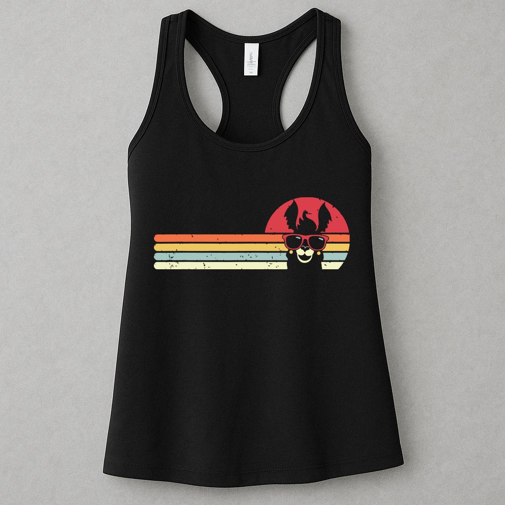 Llama Retro Style Alpaca Womens Tank Top