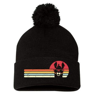Llama Retro Style Alpaca Pom Pom 12in Knit Beanie