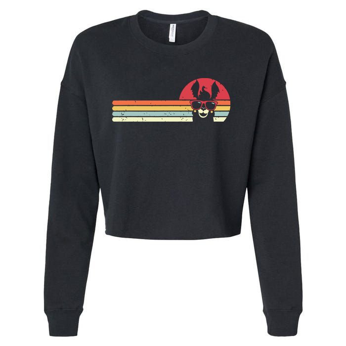 Llama Retro Style Alpaca Cropped Pullover Crew