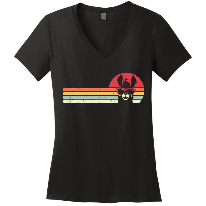 Llama Retro Style Alpaca Women's V-Neck T-Shirt