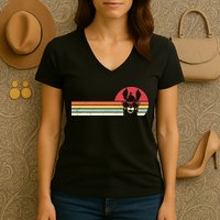 Llama Retro Style Alpaca Women's V-Neck T-Shirt