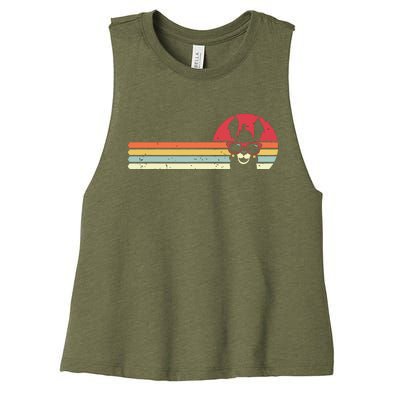 Llama Retro Style Alpaca Women's Racerback Cropped Tank