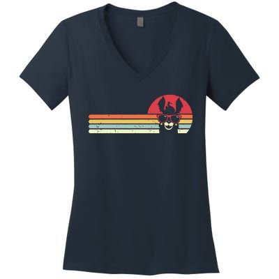 Llama Retro Style Alpaca Women's V-Neck T-Shirt