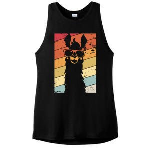 Llama Retro Style Alpaca Ladies PosiCharge Tri-Blend Wicking Tank