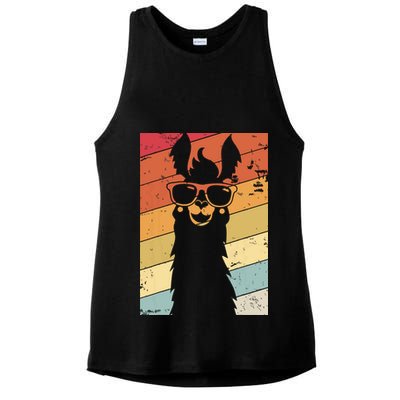 Llama Retro Style Alpaca Ladies PosiCharge Tri-Blend Wicking Tank