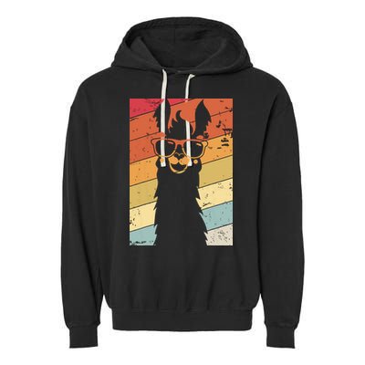 Llama Retro Style Alpaca Garment-Dyed Fleece Hoodie