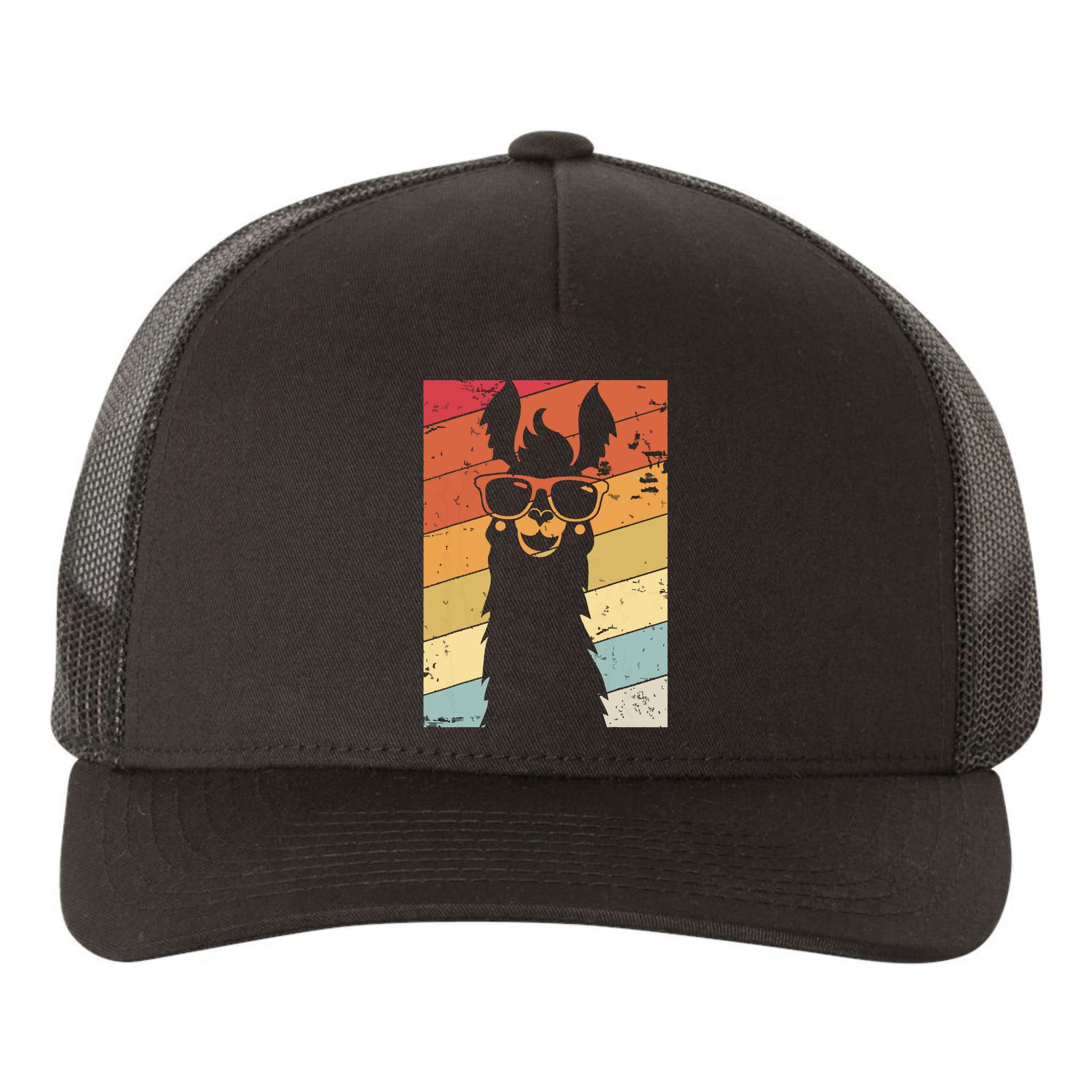 Llama Retro Style Alpaca Yupoong Adult 5-Panel Trucker Hat