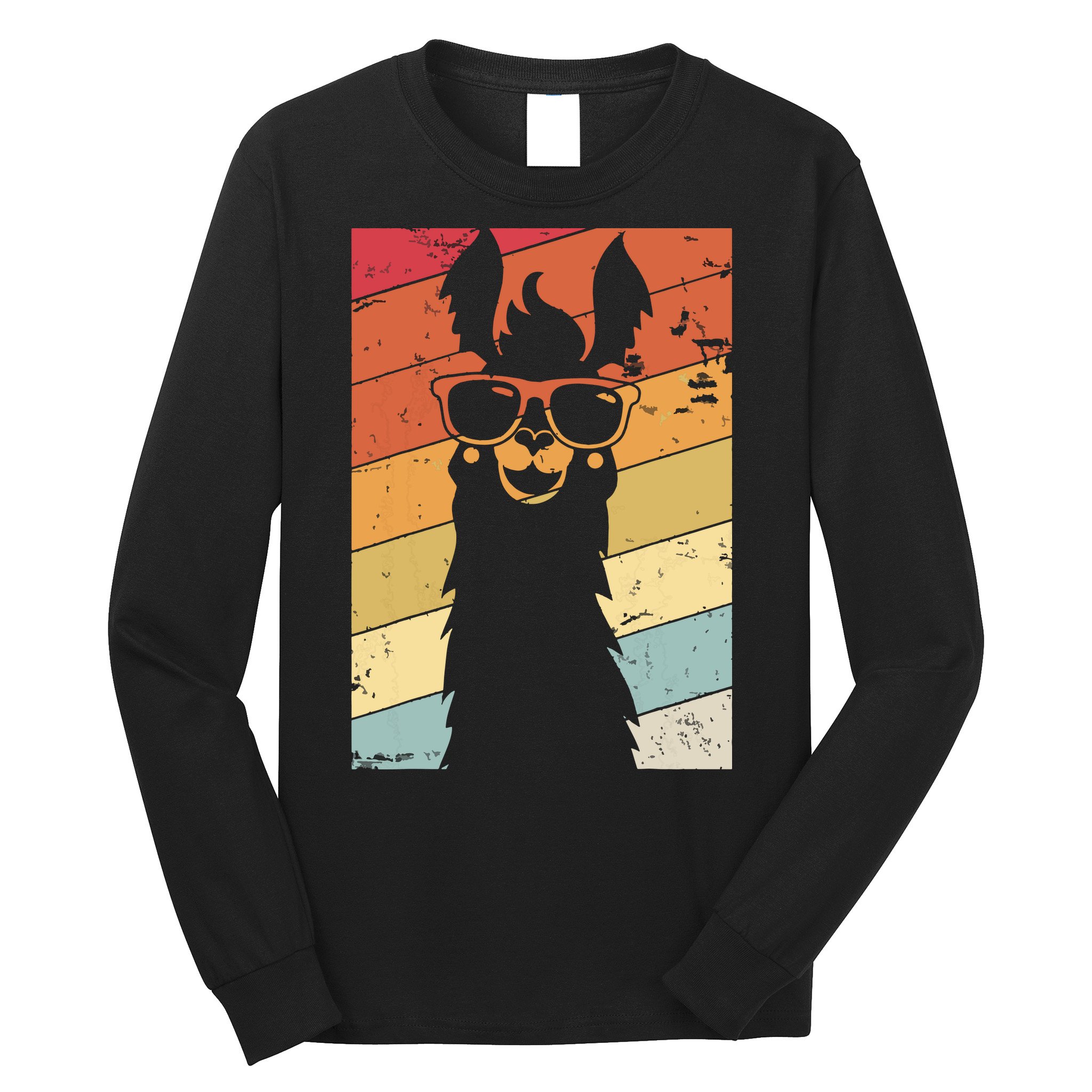 Llama Retro Style Alpaca Long Sleeve Shirt