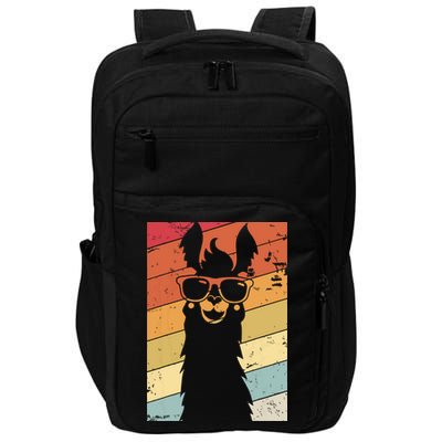 Llama Retro Style Alpaca Impact Tech Backpack