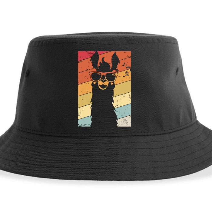 Llama Retro Style Alpaca Sustainable Bucket Hat