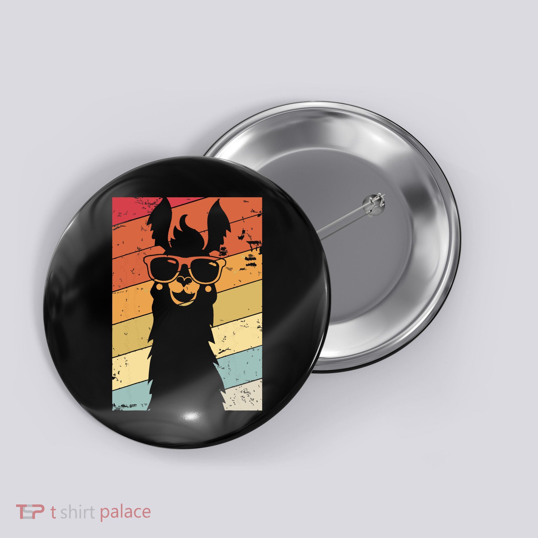 Llama Retro Style Alpaca Button